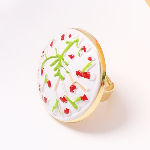 Enamel Flower Heart Flower Ring