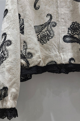 Paisley Lace Trim Cropped Jacket