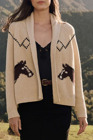 Horse Pattern Knit Cardigan