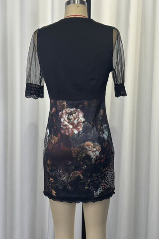 Floral Sheer Sleeve Mini Dress