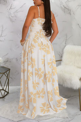 Strapless Floral Maxi Skirt Set