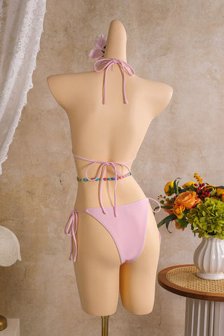 Floral Halter Ruffled Wrap Bikini Set