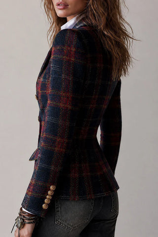 Plaid Double-Breasted Blazer