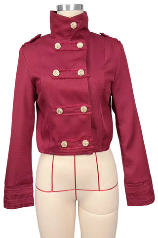 Button Double-Breasted Crop Jacket