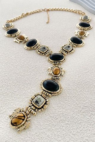 Multi-Stone Y-Shape Chain Necklace