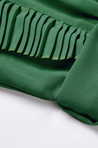 Pleated V-Neck Wrap Dress