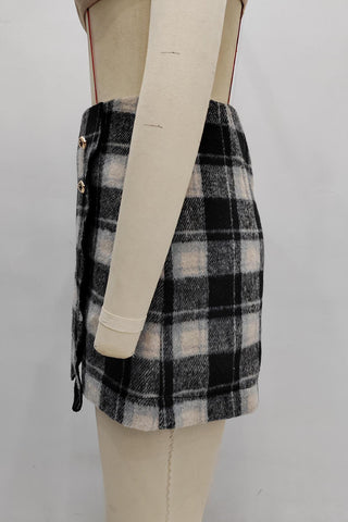 Plaid Skort with Button Details