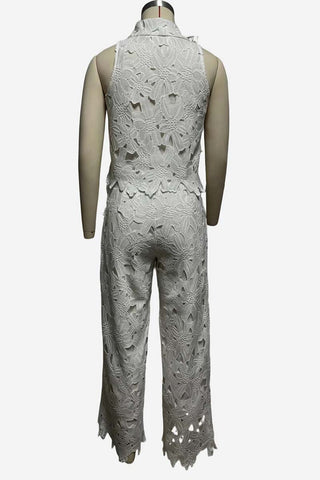 Sleeveless Lace Pants Set