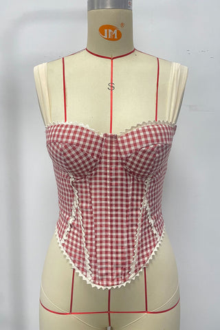 Gingham Off-Shoulder Corset Top