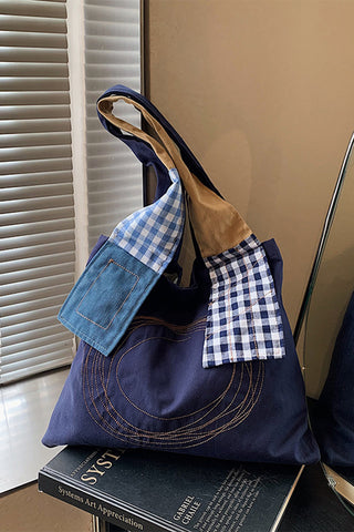 Patchwork Plaid Tote Bag