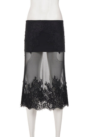 Elegant Lace Midi Skirt