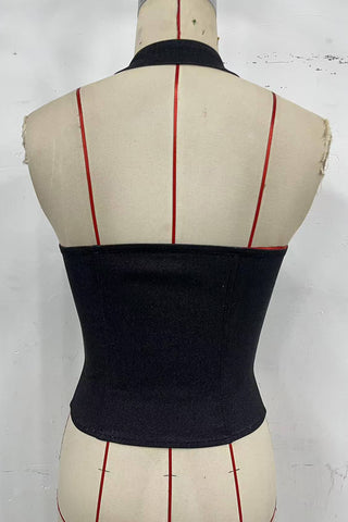 Button Detail Halter Tank Top