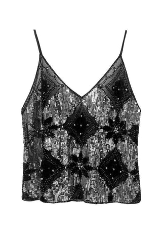 Sequin Geometric Beaded V-Neck Cami