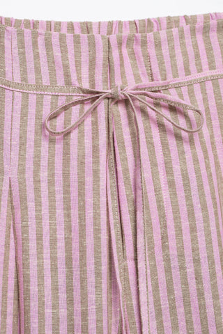 Striped Drawstring Wide-Leg Casual Pants