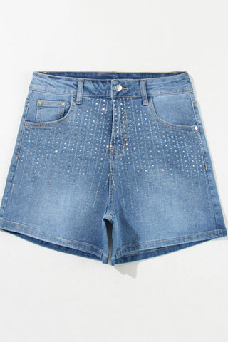 Rhinestone Embellished Denim Shorts