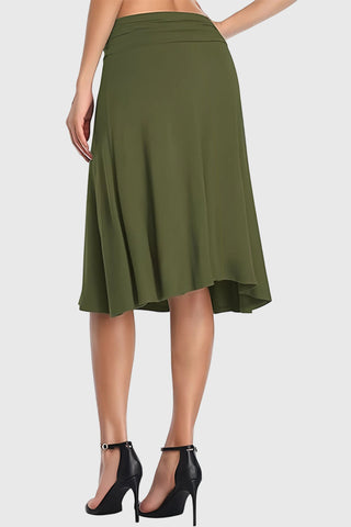 Ruched Waistband A-Line Midi Skirt
