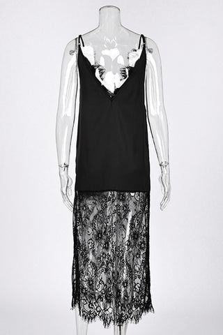 Lace Overlay Casual Dress