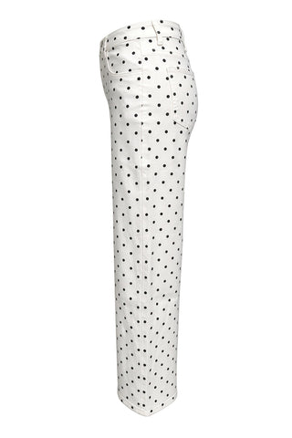 Polka Dot High-Waist Straight Jeans