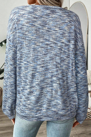 Marled Knit Crew Neck Long Sleeve Top