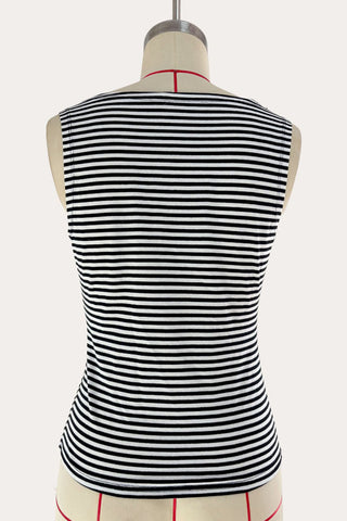 Striped Sleeveless Mock Neck Tank Top