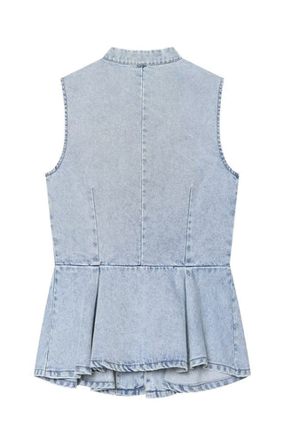 Frog Closure Peplum Vest Top