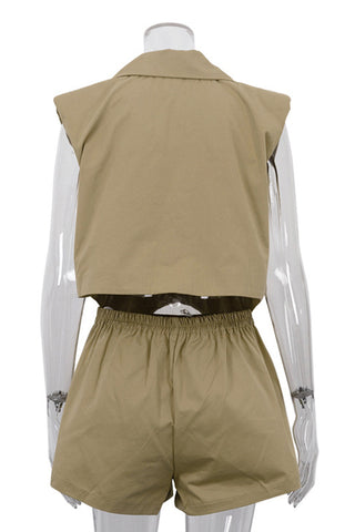 Sleeveless Blazer and Shorts Set