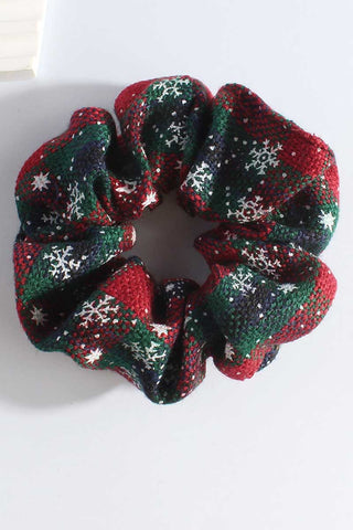Plaid Snowflake Print Scrunchie