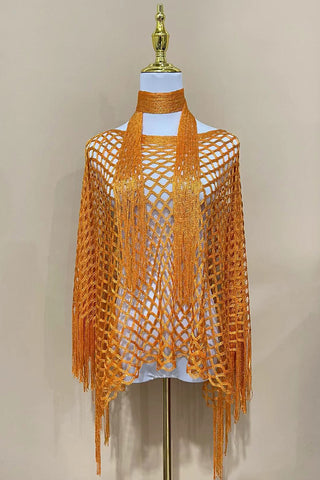Open-Knit Fringe-Detail Top