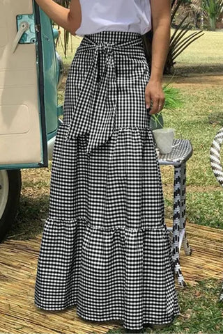 Gingham Tie-Waist Maxi Skirt