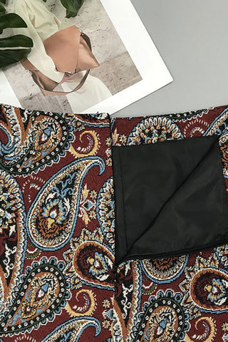 Paisley Jacquard Bodycon Mini Skirt