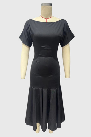 Short Sleeve Ruffle Hem Midi Casual Dress