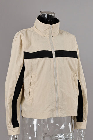 Colorblock Zip-Up Stand Collar Jacket