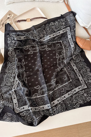 Paisley Print Satin Square Scarf