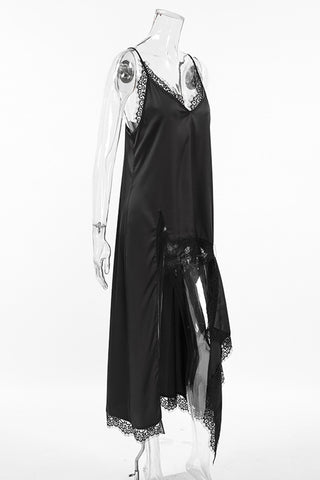 Lace-Trim Casual Layered Dress