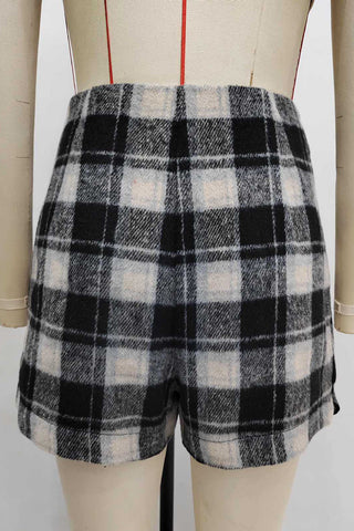 Plaid Skort with Button Details