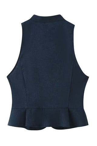 Mandarin Collar Toggle-Front Vest