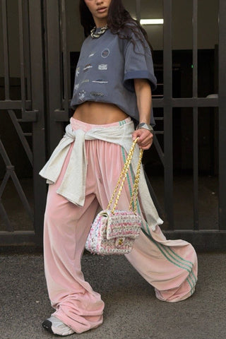Striped Side Wide-Leg Sweatpants