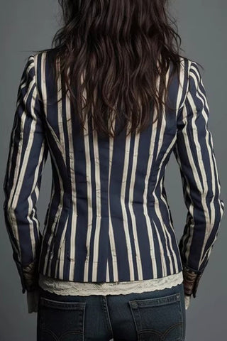Striped Floral Patchwork Blazer