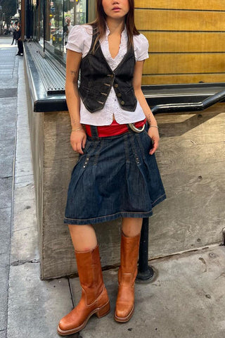 Button-Front Denim Vest