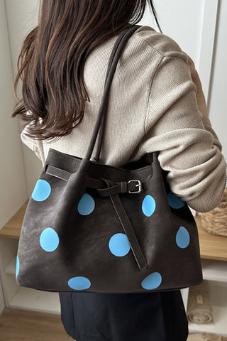 Polka Dot Buckle Strap Tote Bag