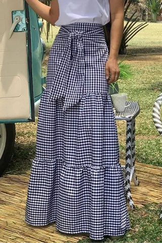 Gingham Tie-Waist Maxi Skirt