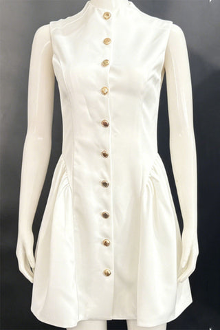 Button-Front Fit and Flare Dress