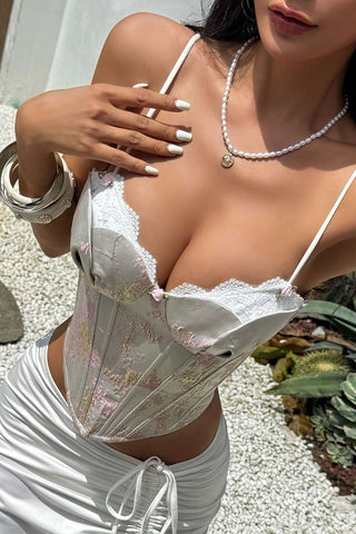 Floral Bustier Spaghetti Strap Tank