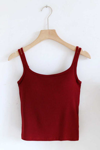 Ribbed Scoop Neck Sleeveless Tank Top