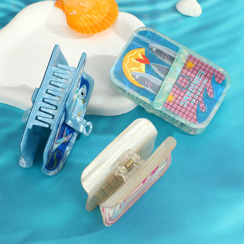 Sardine Can Graphic Rectangle Claw Clip