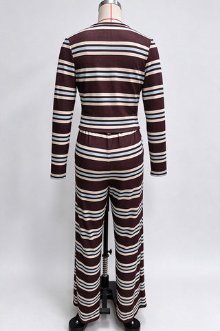 Striped Button Front Two Piece Set