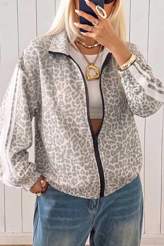 Cow Print Zip-Up Track Jacket