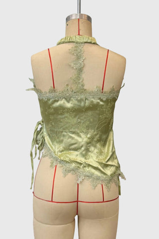 Lace Halter Tie-Front Tank