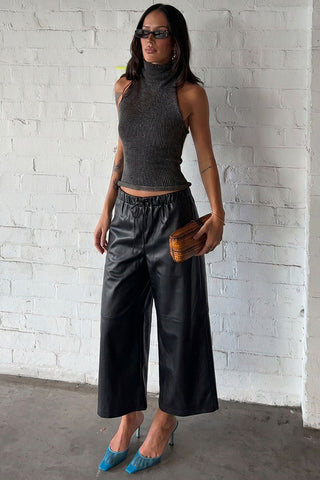 Drawstring Wide-Leg Cropped Pants