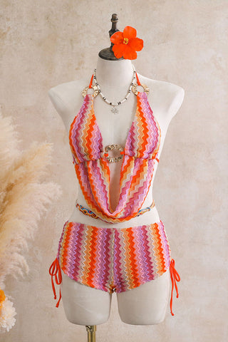 Cutout Ring Halter Bikini Set